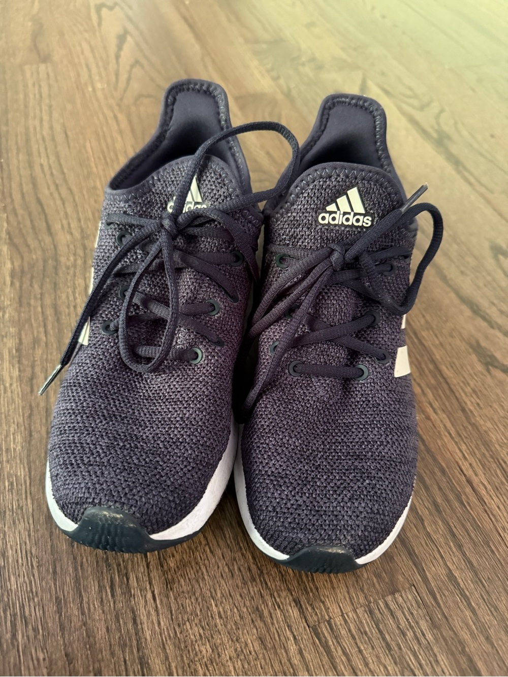 adidas Kids Black Knit Lace-Up Sneakers with White Accents